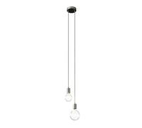 creative cables - Lampada a Sospensione Multipla a 2 Cadute Completa di Cavo Tessile e Finiture in Metallo - Kit Fai da Te, Senza Lampadina, Titanio Satinato