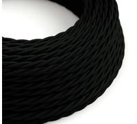 Creative-Cables L'originale cavo elettrico in tessuto a larga sezione 3x1,50 (5 m, Nero TM04) - Trecciato, effetto seta - Ideale per impianti a vista - Sicurezza certificata