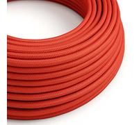 Creative-Cables L'originale cavo elettrico per esterno rivestito in tessuto UV resistente (5 m, Rosso SM09) - Rotondo, effetto seta - Compatibile con sistema MODULAIR IP65 - Made in Italy