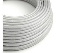 Creative-Cables L'originale cavo elettrico rivestito in tessuto 2 x 0,75 mm² (1 m, Argento RM02) - Rotondo, effetto seta - Sicurezza certificata, made in Italy