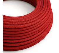 Creative-Cables L'originale cavo elettrico rivestito in tessuto 2 x 0,75 mm² (1 m, Rosso Fuoco RC35) - Rotondo, cotone - Sicurezza certificata, made in Italy