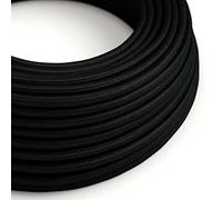 Creative-Cables L'originale cavo elettrico rivestito in tessuto 2 x 0,75 mm² (10 m, Nero Carbone RM04) - Rotondo, effetto seta - Sicurezza certificata, made in Italy
