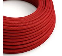 creative cables - Cavo Elettrico Rotondo Rivestito in Cotone Tinta Unita Rosso Fuoco RC35-10 Metri, 2x0.75