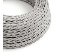 Creative-Cables L'originale cavo elettrico rivestito in tessuto 2 x 0,75 mm² (5 m, Argento TM02) - Trecciato, effetto seta - Sicurezza certificata, made in Italy