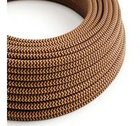 creative cables Cavo Elettrico Rotondo Rivestito in Tessuto Effetto Seta Zigzag Oro e Bordeaux RZ23-50 Metri, 2x0.75