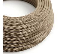Creative-Cables L'originale cavo elettrico rivestito in tessuto 3 x 0,75 mm² (20 m, Corteccia e Beige ZigZag RD73) - Rotondo, cotone e lino - Sicurezza certificata, made in Italy