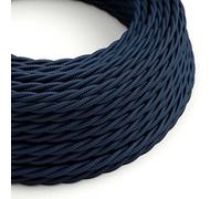 Creative-Cables L'originale cavo elettrico rivestito in tessuto 3 x 0,75 mm² (5 m, Blu Profondo TM20) - Trecciato, effetto seta - Sicurezza certificata, made in Italy