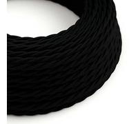 Creative-Cables L'originale cavo elettrico rivestito in tessuto 3 x 0,75 mm² (5 m, Nero Carbone TC04) - Trecciato, cotone - Sicurezza certificata, made in Italy
