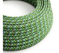 Creative-Cables L'originale cavo elettrico rivestito in tessuto 3 x 0,75 mm² (5 m, Pixel Palette Verde RX05) - Rotondo, effetto seta - Sicurezza certificata, made in Italy