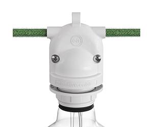 Creative-Cables Portalampada a doppia uscita EIVA-2 per esterno (bianco, 105 mm x 60 mm) - Grado di protezione IP65 - Compatibile con sistema MODULAIR