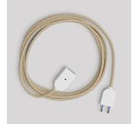 Creative-Cables Prolunga elettrica con cavo tessile - (Finitura bianca, cavo juta neutro, 2P 10A) - Doppia isolamento - Made in Italy