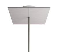 creative cables Rosone Rose-One Quadrato, 200 mm con 1 Foro e 4 Fori Laterali - Dibond Acciaio Satinato, Bianco