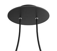 creative cables Rosone a soffitto rotondo nero linea Rose-One (serracavo conico, dibond nero opaco, 2 fori e 4 fori laterali) - Per lampadari e sospensioni multiple