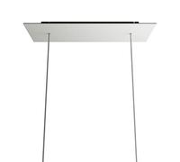 creative cables Rosone XXL rettangolare nero linea Rose-One (serracavo conico, dibond bianco opaco, 2 fori e 6 fori laterali) - Per lampadari e sospensioni multiple