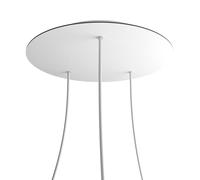 creative cables Rosone XXL rotondo bianco linea Rose-One (serracavo conico, dibond bianco opaco, 3 fori e 4 fori laterali) - Per lampadari e sospensioni multiple