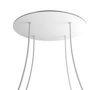 creative cables Rosone XXL rotondo bianco linea Rose-One (serracavo conico, dibond bianco opaco, 4 fori e 4 fori laterali) - Per lampadari e sospensioni multiple
