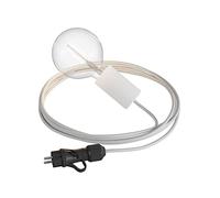 creative cables - Snake Eiva Elegant, Lampada Portatile per Esterni, 5 m Cavo Tessile, portalampada IP65 Waterproof e Spina - con Lampadina, Bianco