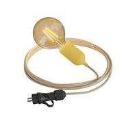 creative cables Snake Eiva Pastel, Lampada Portatile per Esterni, 5 m Cavo Tessile, portalampada IP65 Waterproof e Spina - Senza Lampadina, Mostarda