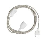 creative cables - SnakeBis Twisted - Cablaggio con portalampada e Cavo trecciato in Tessuto - 3 Metri, TN01, E14