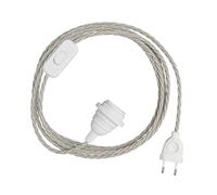 creative cables - SnakeBis Twisted per Paralume - Cablaggio con portalampada e Cavo trecciato in Tessuto - 1.8 Metri, TN01, E14