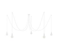 creative cables - Spider - Lampada a Sospensione Multipla a 5 Cadute Made in Italy Completa di Cavo Tessile e Finiture in Metallo - Senza Lampadina, Bianco
