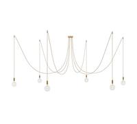 creative cables - Spider - Lampada a Sospensione Multipla a 6 Cadute Made in Italy Completa di Cavo Tessile e Finiture in Metallo - Senza Lampadina, Rame