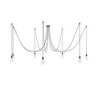 creative cables - Spider - Lampada a Sospensione Multipla a 7 Cadute Made in Italy Completa di Cavo Tessile e Finiture in Metallo - con Lampadina, Nero Perla