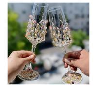 Creative Champagne Glass Decoration Wedding Toast Cup DIY Handmade Homemade Material Package A Pair(A-material kit)