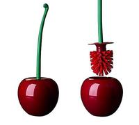 Creative Cherry Toilet Brush with Holder Bowl&Long Handle, Household Bathroom Toilet Brush, Practical Convenient Creative Cherry Shape Plastic Toilet Brush Bathroom Cleaning Tool (Color : Wine Red)
