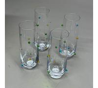 CREATIVE CO-OP (4 Confezione) Mano Bere Vetro Sollevato Pois 296ml Multicolore