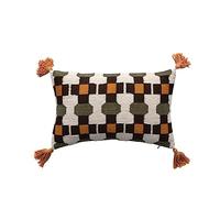 Creative Co-op 40,6 cm in cotone ricamato con motivo geometrico lombare e nappe da 7,6 cm, cuscino multicolore, multicolore