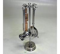 CREATIVE CO-OP Acciaio Inox & Legno Mango Asta Strumenti W/Stand Set Di 5 DG0238