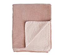 Creative Co-op Coperta in velluto di cotone con punto Kantha, color pesca, rosa