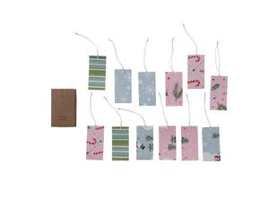 Creative Co-Op Etichette per regali festivi, multicolore con accenti lurex, set da 16