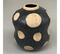 CREATIVE CO-OP Gres Vaso W/ Cera Rilievo Puntini 17.8cmx17.8cmX8 " Nero E Crema