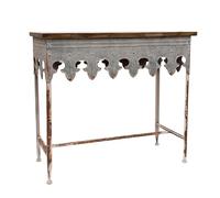 Creative Co-op Metal smerlo da Tavolo con Finitura zincata e Top in Legno