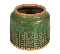 Creative Co-Op Round Terra-Cotta Hobnail Planter Vase with Heavily Distressed Finish, Green
