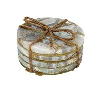 Creative Co-Op Sottobicchieri rotondi in agata, multicolore, set di 4