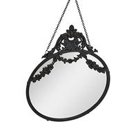 Creative Co-Op Specchio da parete vintage con cornice in peltro e catena decorativa, nero