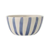 Creative Collection Begonia 82060956 - Ciotola in gres porcellanato dipinto a mano con motivo a righe, lavabile in lavastoviglie, microonde e forno, 500 ml, diametro: 14 cm, altezza: 7 cm, colore: Blu
