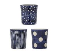 Creative Collection Minoa - Set di 3 tazze, in gres porcellanato, dimensioni 7,5 x 8,5 cm, colore: Blu