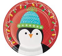 Creative Converting 332073 - Piatti da dessert con Babbo Natale e amici, colore: Rosso