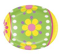 Creative Converting 343096 - Piatti ovali con uova di Pasqua, 25,4 x 30,5 cm, multicolore