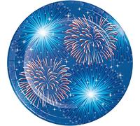 Creative Converting 343297 - Piatti da dessert Fireworks & Flags, 7", multicolore