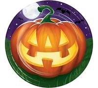 Creative Converting 345651 Piatto da dessert con zucche luminose, 17,8 cm, multicolore