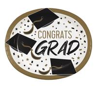 Creative Converting Golden Grad - Piatti di carta ovali, 8 pezzi