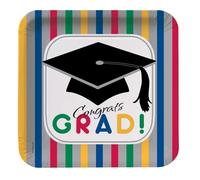 creative Converting Graduation Stripes - Square dessert Plates party Accessory