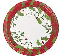 Creative Converting PC338993 - Piatti di carta rotondi con agrifoglio, 22,9 cm, 8 pezzi