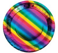 Creative Converting: Plt9 12/8Ct Rainbow Foil Qs NUOVO