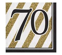 Creative Convertting- Tovagliolo 33 X 33 Cm Black And Gold 70, Oro, 8C317543